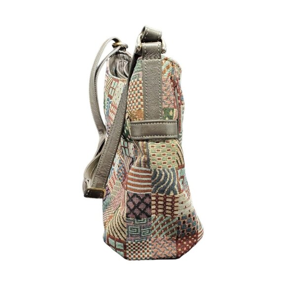 SAS Purse Tapestry Patchwork Shimmer Shoulder Bag Medium 3 compartment Zipper - Picture 6 of 11